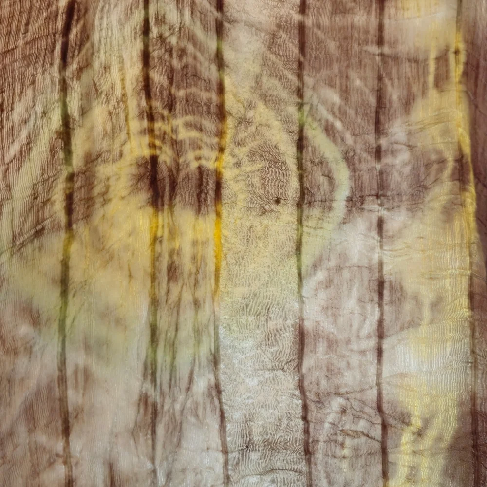 Brown Yellow and Slight hints of Green Silk Blend Long Scarf